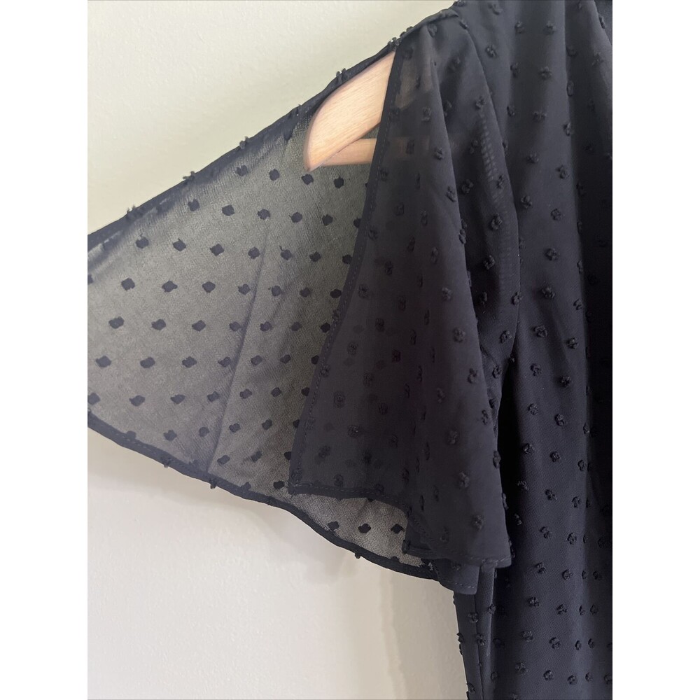 Lulus Black Swiss Dot Ruffled Midi Dress Size Xs NWT - Picture 10 of 11